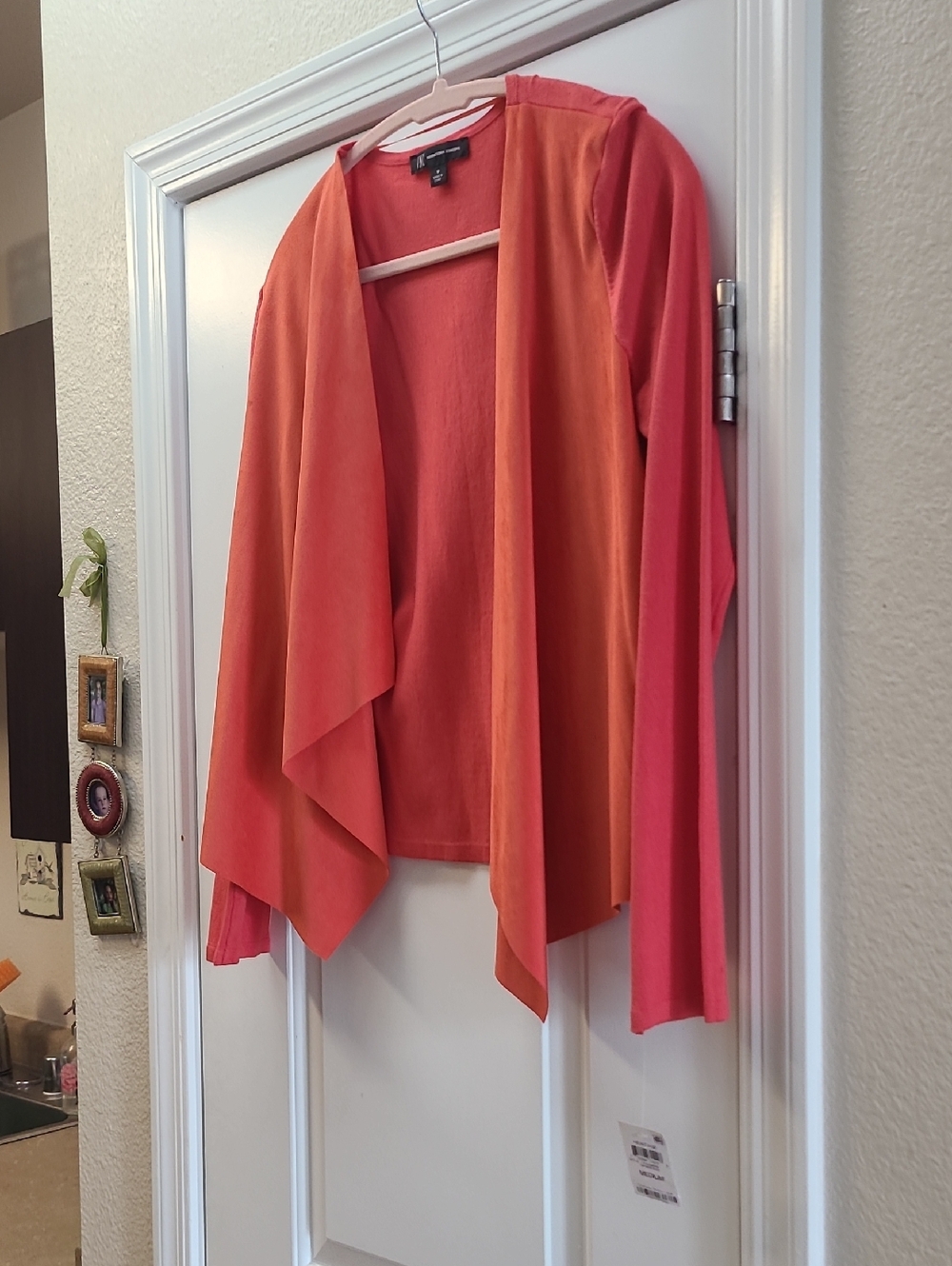 NEW! INC Orange Drape Front Cardigan. Faux Suede Front. Size M.